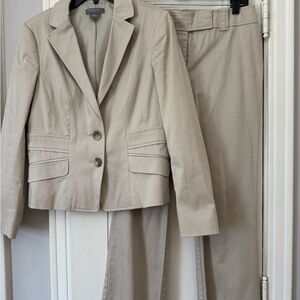Ann Taylor Beige Two-Piece Suit Set